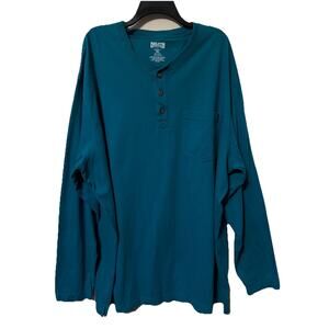Duluth Trading Co Longtail T Shirt 3XL Henley Pocket Tee Blue Long Sleeve Work